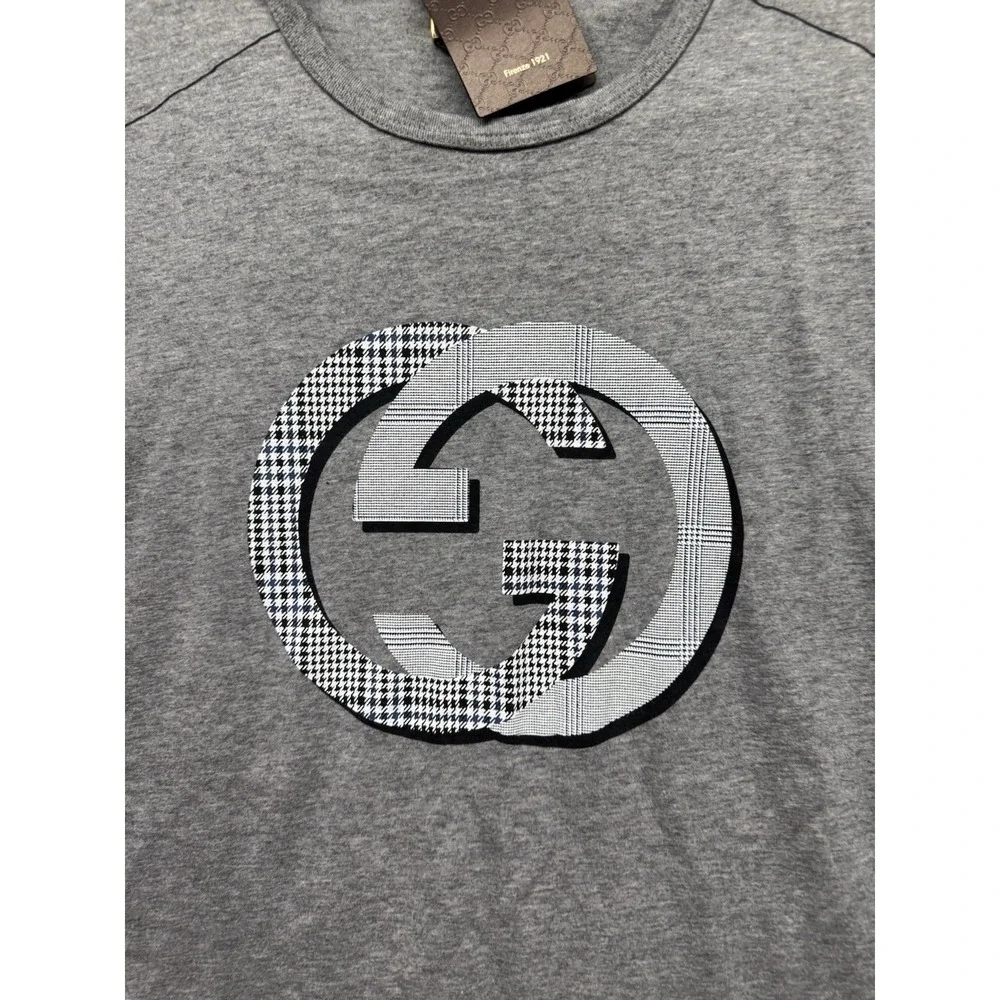 Gucci GG Logo Gray T-Shirt Mens Medium Made In Italy NWT Luxury